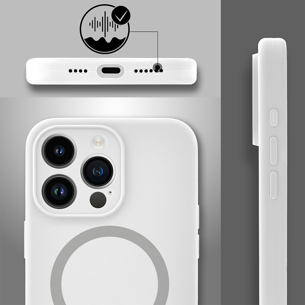 Etui do iPhone 14 Pro Max, silikonowe z MagSafe, mikrofibra soft touch z osłoną na aparat, białe (8)