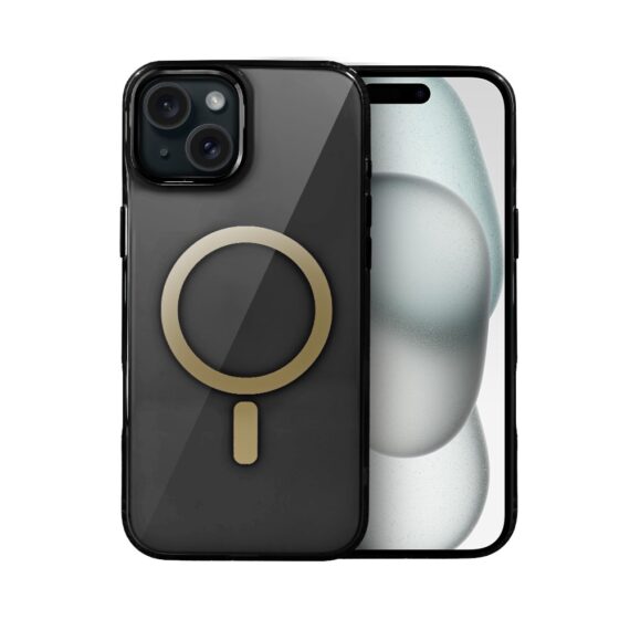 Etui do iPhone 15 Golden Elite, cienkie, ze złotym MagSafe, czarne (4)