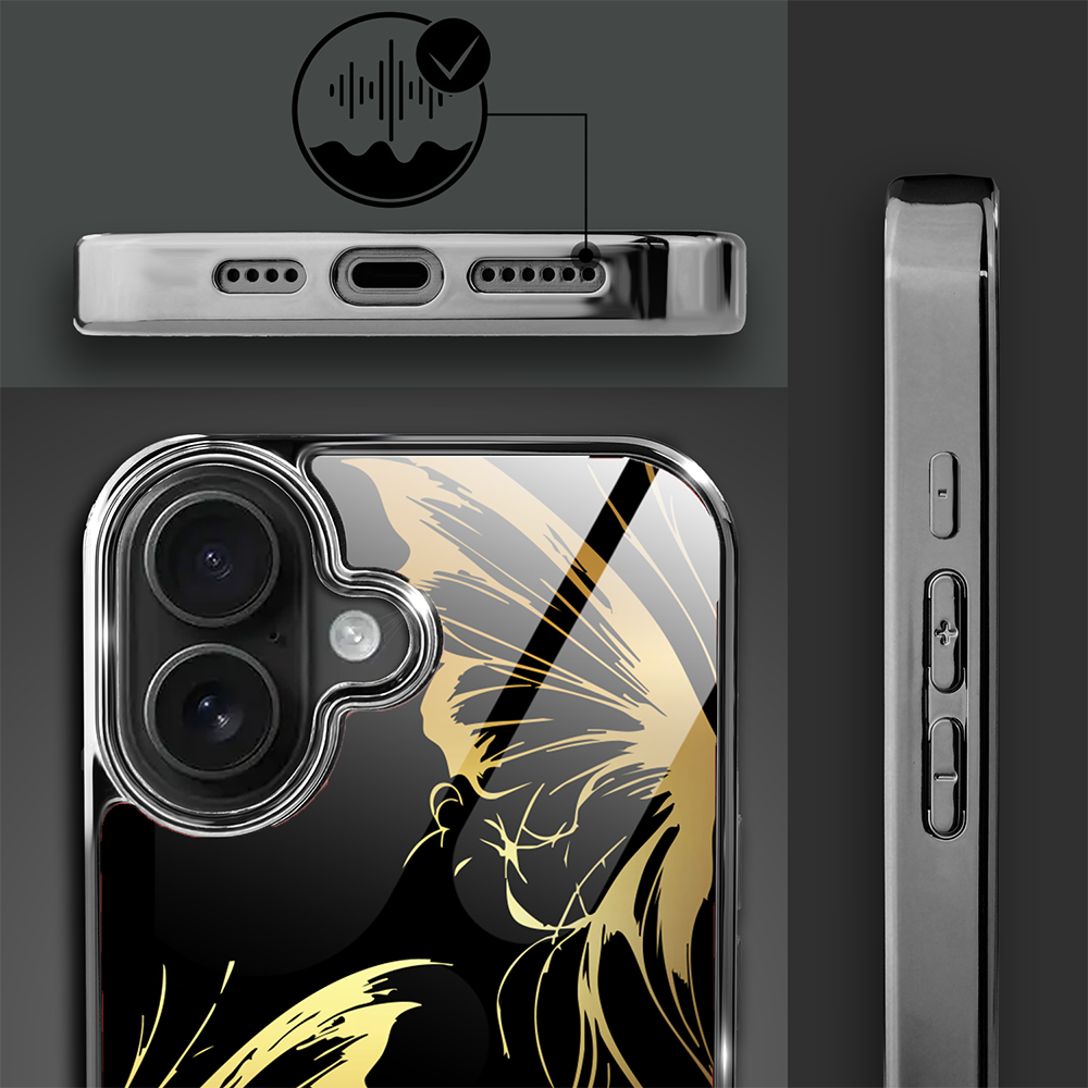 Etui do iPhone 16, Elite Glass z MagSafe, szklany tył, Golden Midnight, Skrzydła motyla, czarne (8)