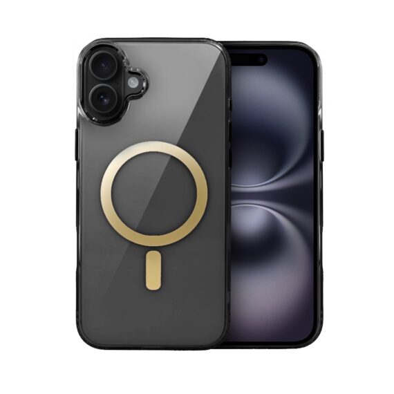 Etui do iPhone 16 Golden Elite, cienkie, ze złotym MagSafe, czarne (4)
