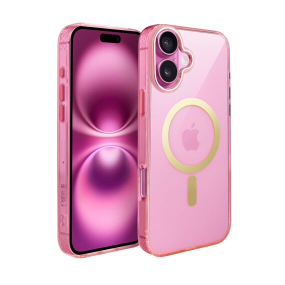 Etui do iPhone 16 Golden Elite, cienkie, ze złotym MagSafe, różowe (4)