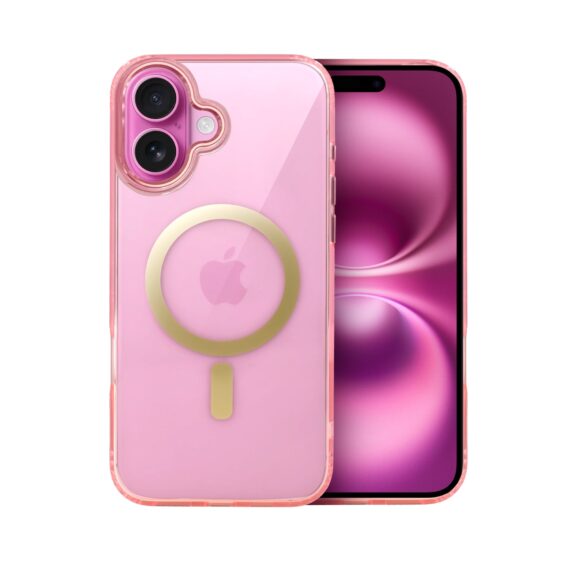 Etui do iPhone 16 Golden Elite, cienkie, ze złotym MagSafe, różowe (5)