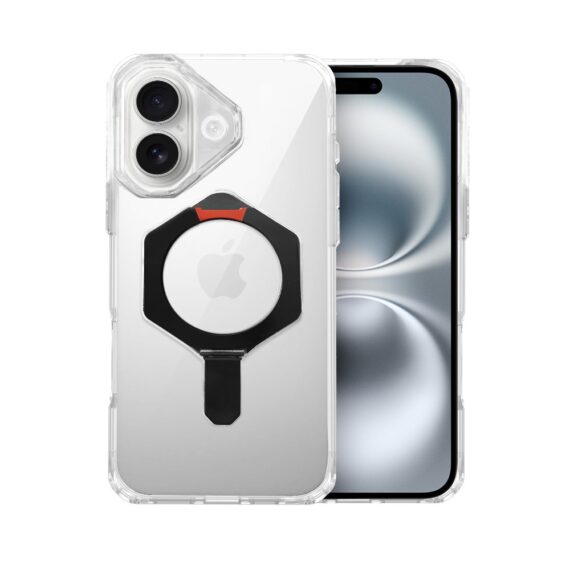 Etui do iPhone 16 HexArmor Skin Stand, twarde z podstawką, czarne (4)