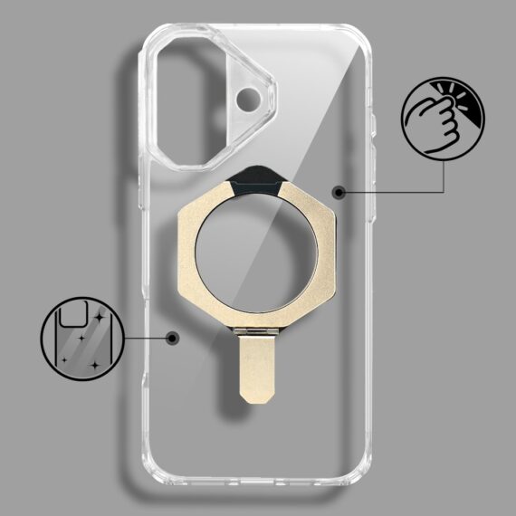 Etui do iPhone 16 HexArmor Skin Stand, twarde z podstawką, tytan pustynny (5)