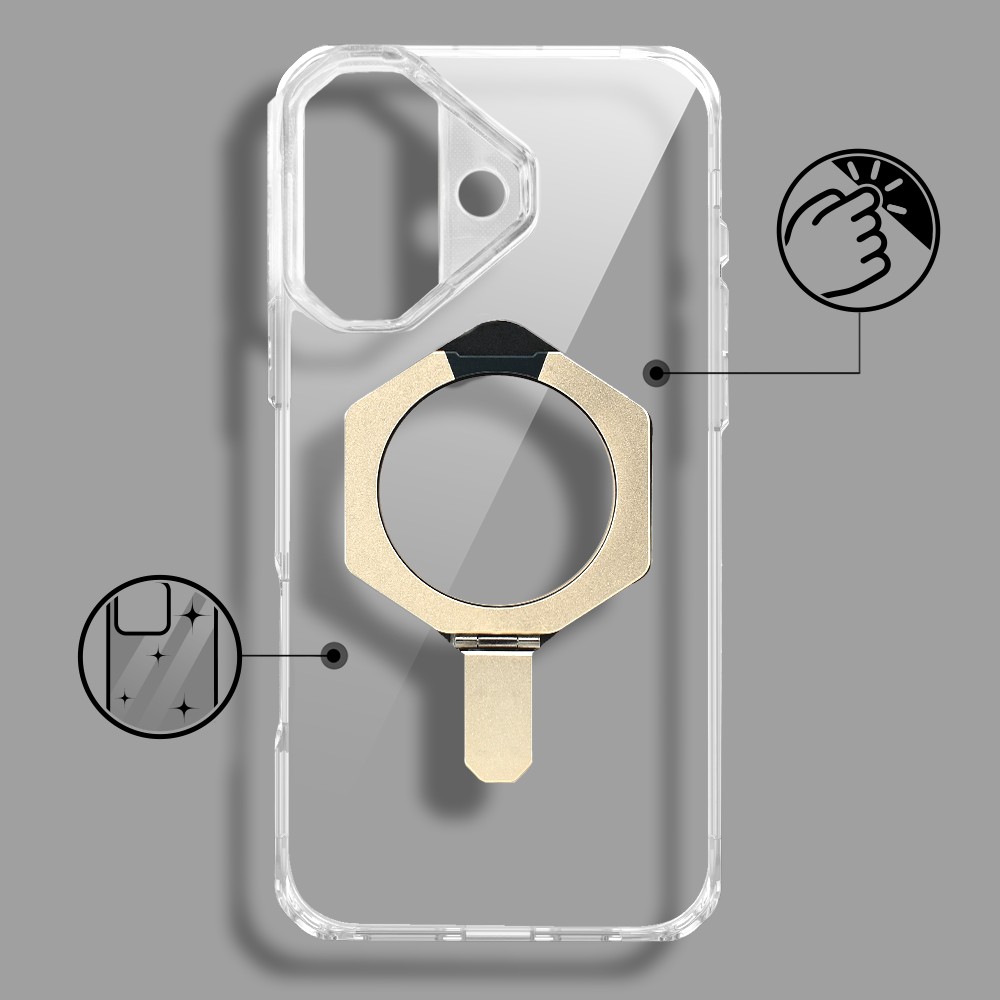 Etui do iPhone 16 HexArmor Skin Stand, twarde z podstawką, tytan pustynny (5)