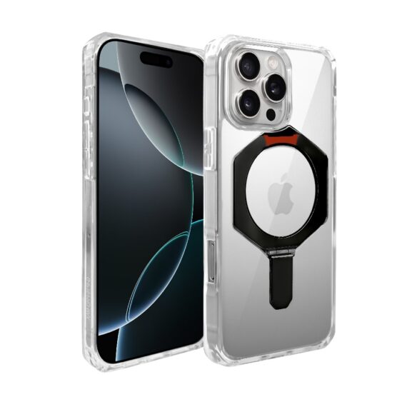 Etui do iPhone 16 Pro HexArmor Skin Stand, twarde z podstawką, czarne (2)