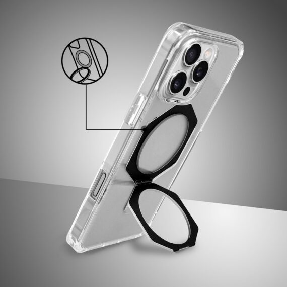 Etui do iPhone 16 Pro HexArmor Skin Stand, twarde z podstawką, czarne (3)