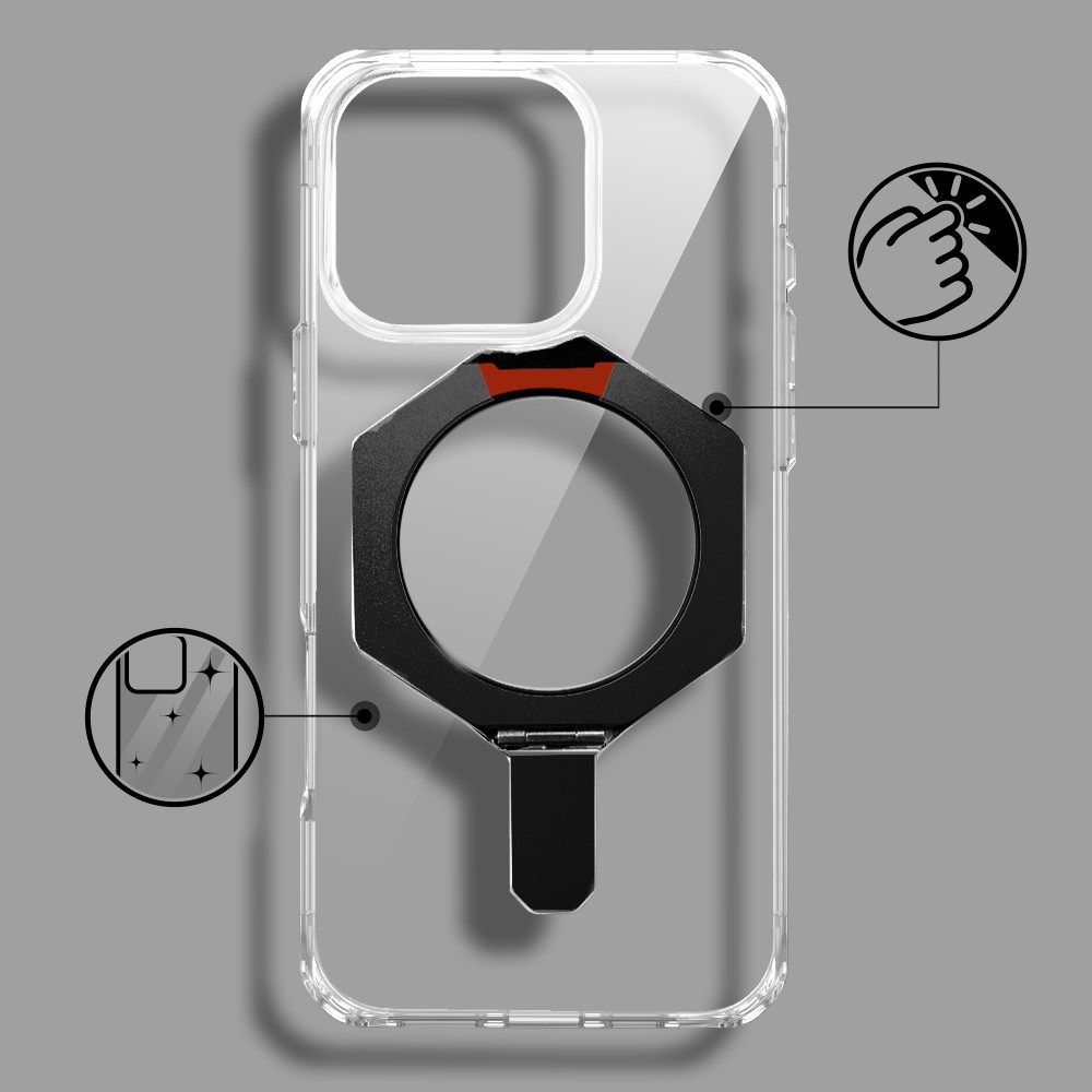 Etui do iPhone 16 Pro HexArmor Skin Stand, twarde z podstawką, czarne (5)