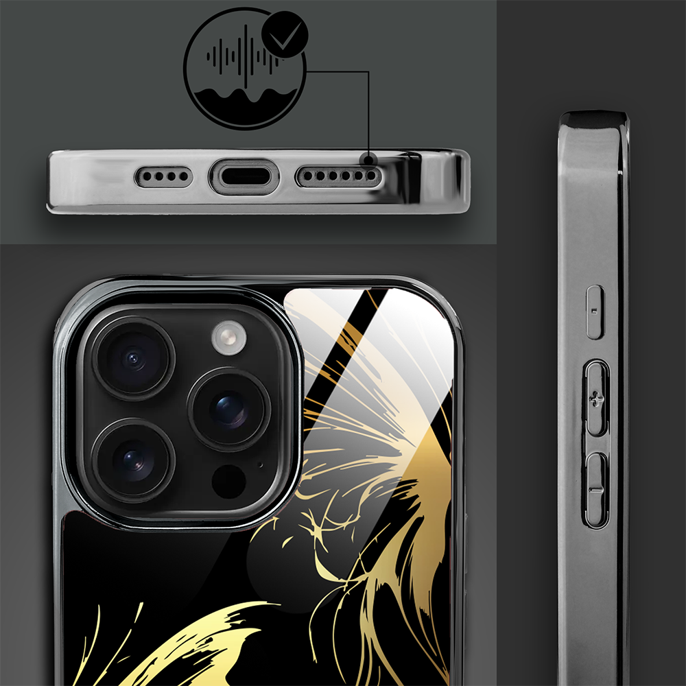 Etui do iPhone 16 Pro Max, Elite Glass z MagSafe, szklany tył, Golden Midnight, Skrzydła motyla, czarne (8)