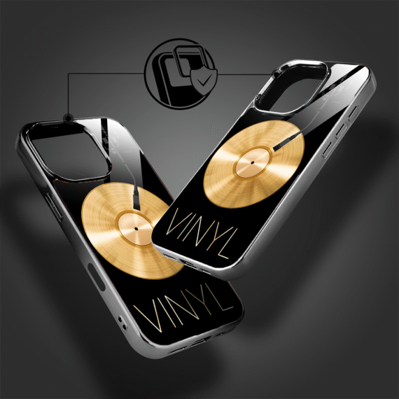 Etui do iPhone 16 Pro Max, Elite Glass z MagSafe, szklany tył, Golden Midnight, Vinyl Lux, czarne (1)