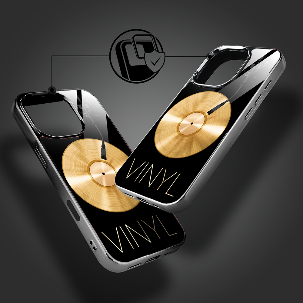 Etui do iPhone 16 Pro Max, Elite Glass z MagSafe, szklany tył, Golden Midnight, Vinyl Lux, czarne (1)