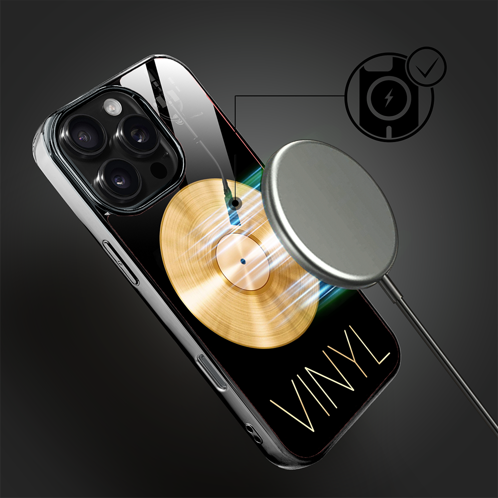 Etui do iPhone 16 Pro Max, Elite Glass z MagSafe, szklany tył, Golden Midnight, Vinyl Lux, czarne (5)