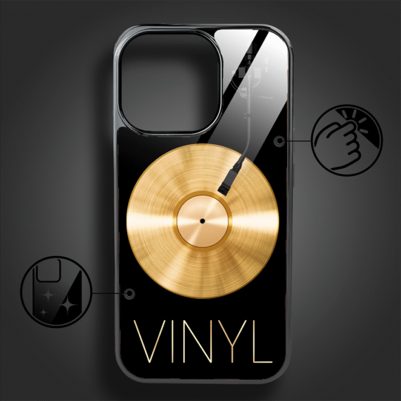 Etui do iPhone 16 Pro Max, Elite Glass z MagSafe, szklany tył, Golden Midnight, Vinyl Lux, czarne (7)