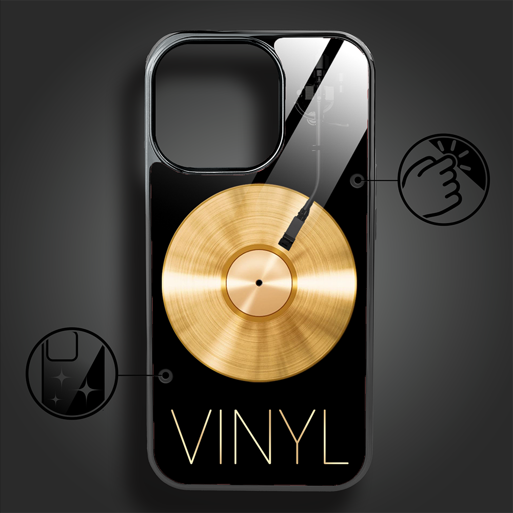 Etui do iPhone 16 Pro Max, Elite Glass z MagSafe, szklany tył, Golden Midnight, Vinyl Lux, czarne (7)