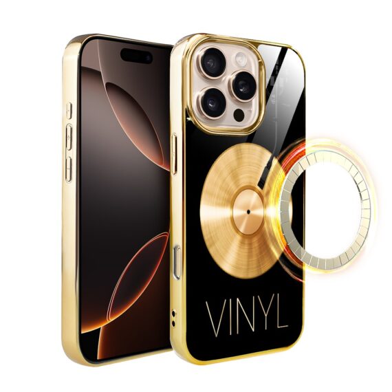 Etui do iPhone 16 Pro Max, Elite Glass z MagSafe, szklany tył, Golden Midnight, Vinyl Lux, złote (3)