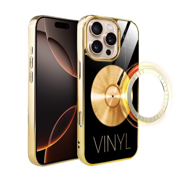 Etui do iPhone 16 Pro, Elite Glass z MagSafe, szklany tył, Golden Midnight, Vinyl Lux, złote