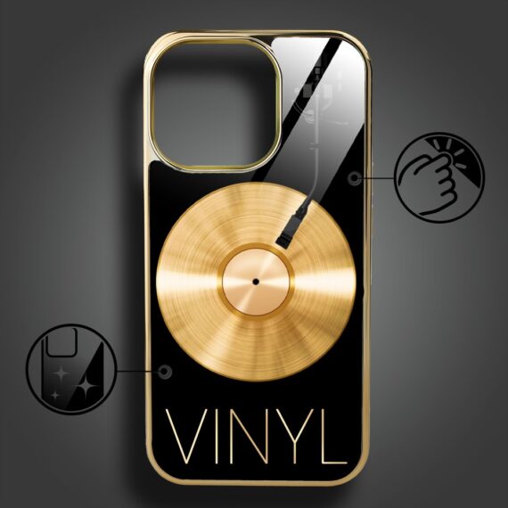 Etui do iPhone 16 Pro Max, Elite Glass z MagSafe, szklany tył, Golden Midnight, Vinyl Lux, złote (4)