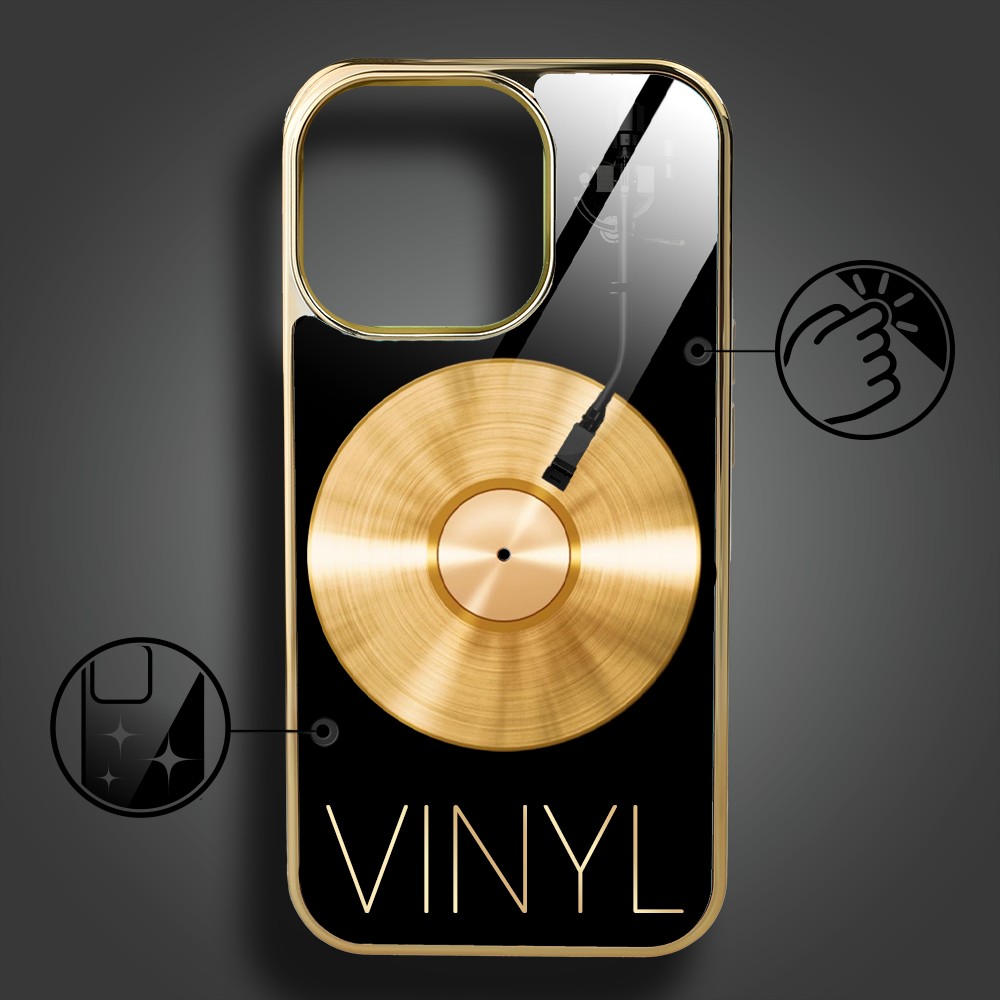 Etui do iPhone 16 Pro Max, Elite Glass z MagSafe, szklany tył, Golden Midnight, Vinyl Lux, złote (4)