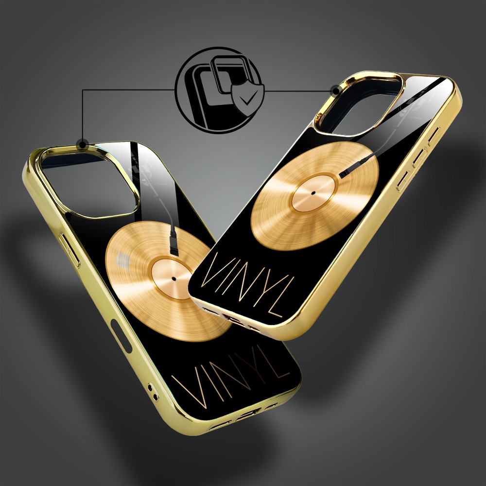 Etui do iPhone 16 Pro Max, Elite Glass z MagSafe, szklany tył, Golden Midnight, Vinyl Lux, złote (6)