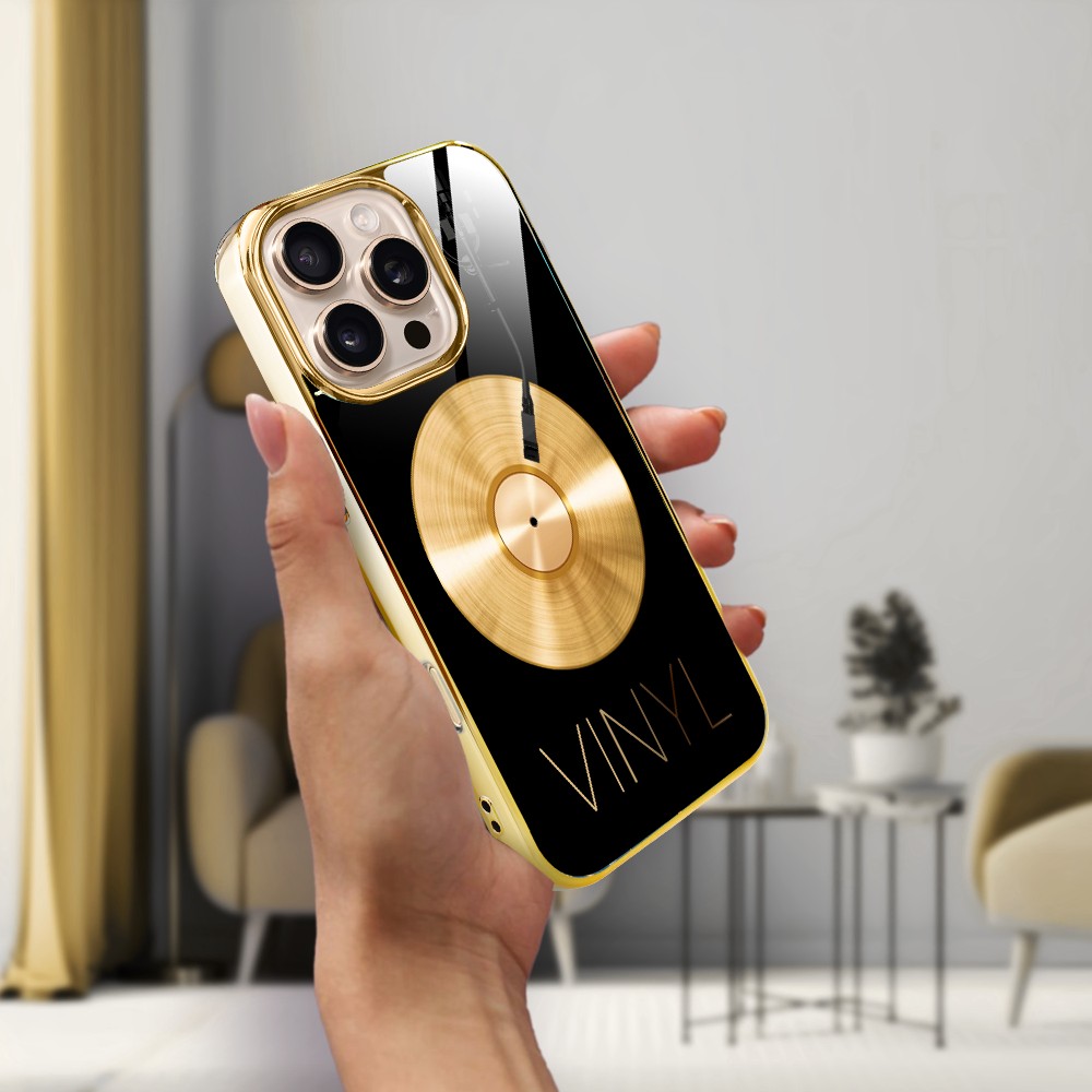 Etui do iPhone 16 Pro Max, Elite Glass z MagSafe, szklany tył, Golden Midnight, Vinyl Lux, złote (7)