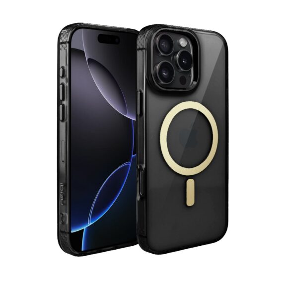 Etui do iPhone 16 Pro Max Golden Elite, cienkie, ze złotym MagSafe, czarne (2)