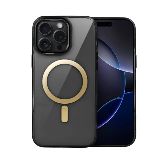 Etui do iPhone 16 Pro Max Golden Elite, cienkie, ze złotym MagSafe, czarne (4)