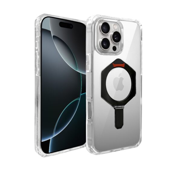 Etui do iPhone 16 Pro Max HexArmor Skin Stand, twarde z podstawką, czarne (2)