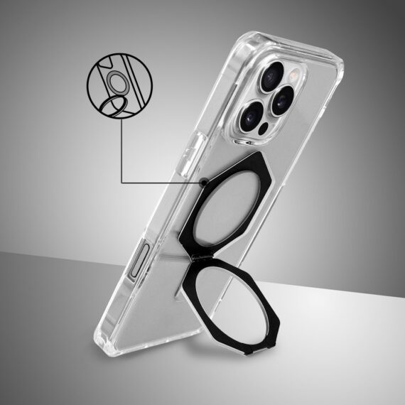 Etui do iPhone 16 Pro Max HexArmor Skin Stand, twarde z podstawką, czarne (3)