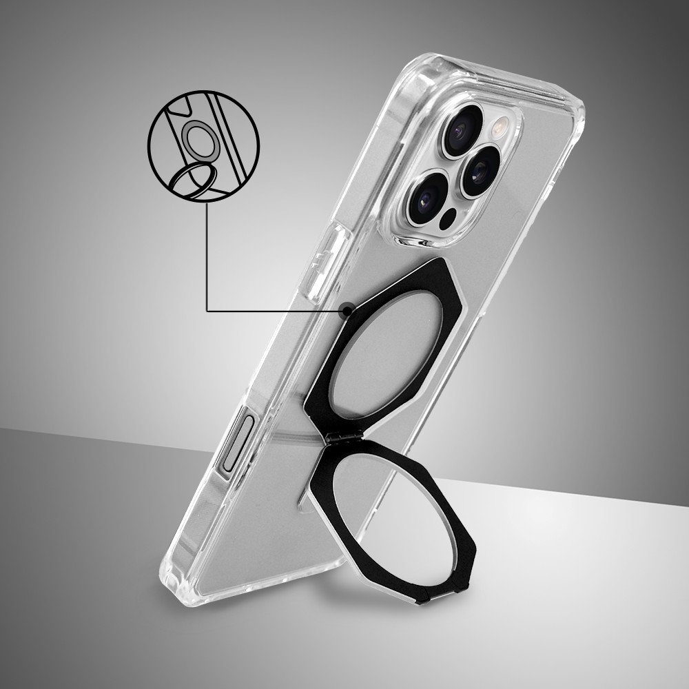Etui do iPhone 16 Pro Max HexArmor Skin Stand, twarde z podstawką, czarne (3)