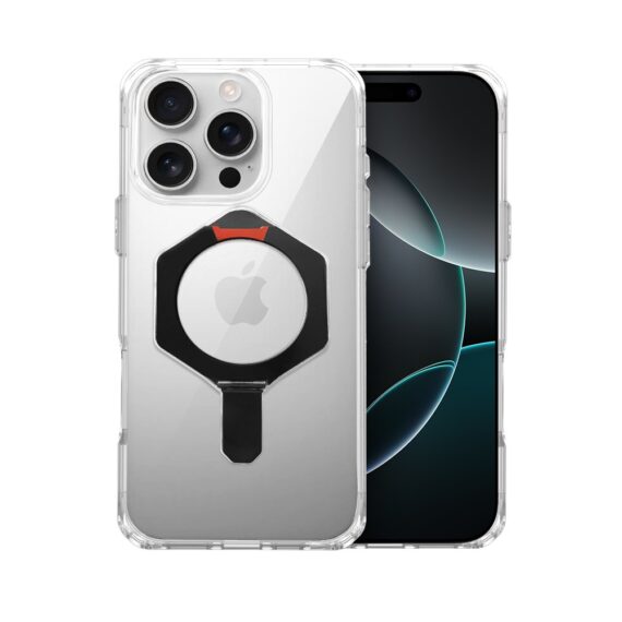Etui do iPhone 16 Pro Max HexArmor Skin Stand, twarde z podstawką, czarne (4)