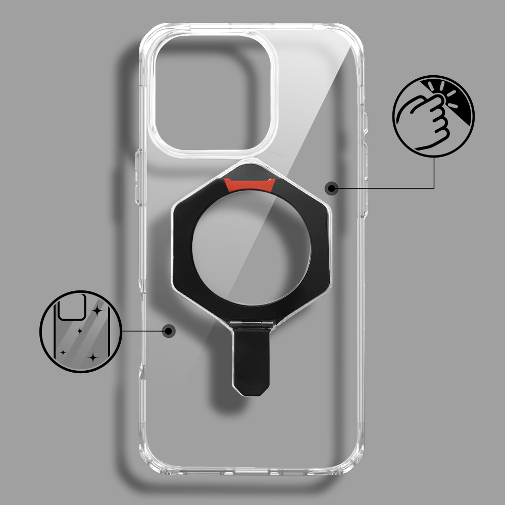 Etui do iPhone 16 Pro Max HexArmor Skin Stand, twarde z podstawką, czarne (5)