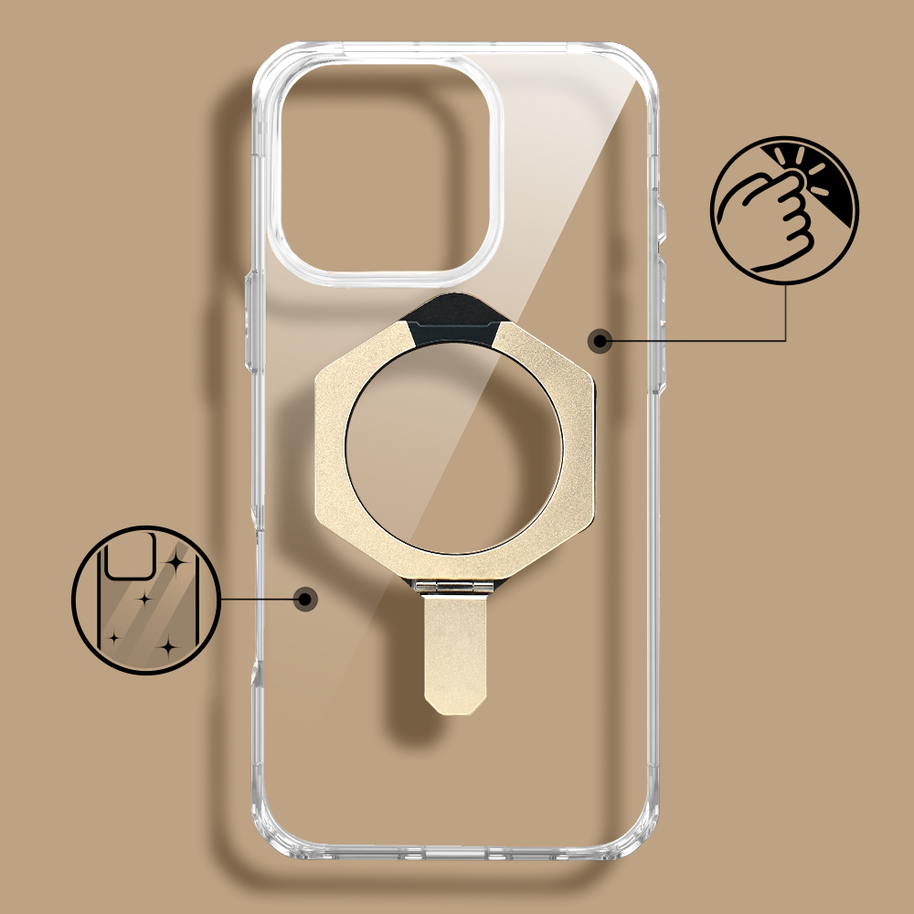 Etui do iPhone 16 Pro Max HexArmor Skin Stand, twarde z podstawką, tytan pustynnyObszar kompozycji 2