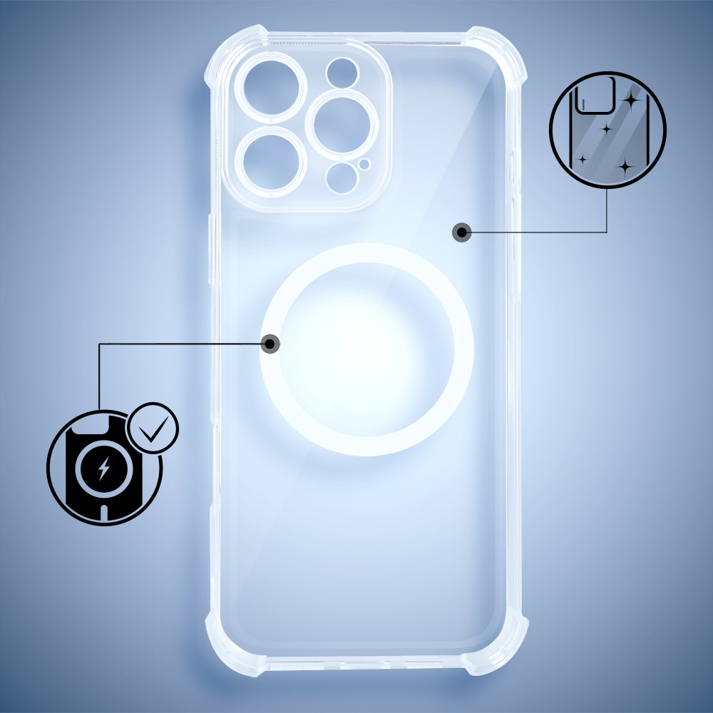 Etui do iPhone 16 Pro Max Magsafe Luxury Anti-Shock Lens Protect, przeźroczyste (4)