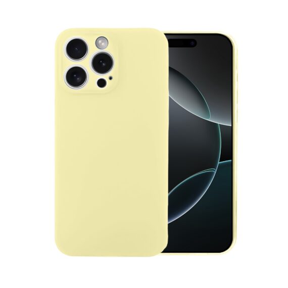 Etui do iPhone 16 Pro Max silikonowe z mikrofibrą soft touch, jasny żółty (2)