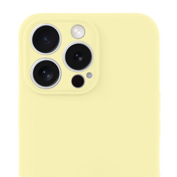 Etui do iPhone 16 Pro Max silikonowe z mikrofibrą soft touch, jasny żółty (3)