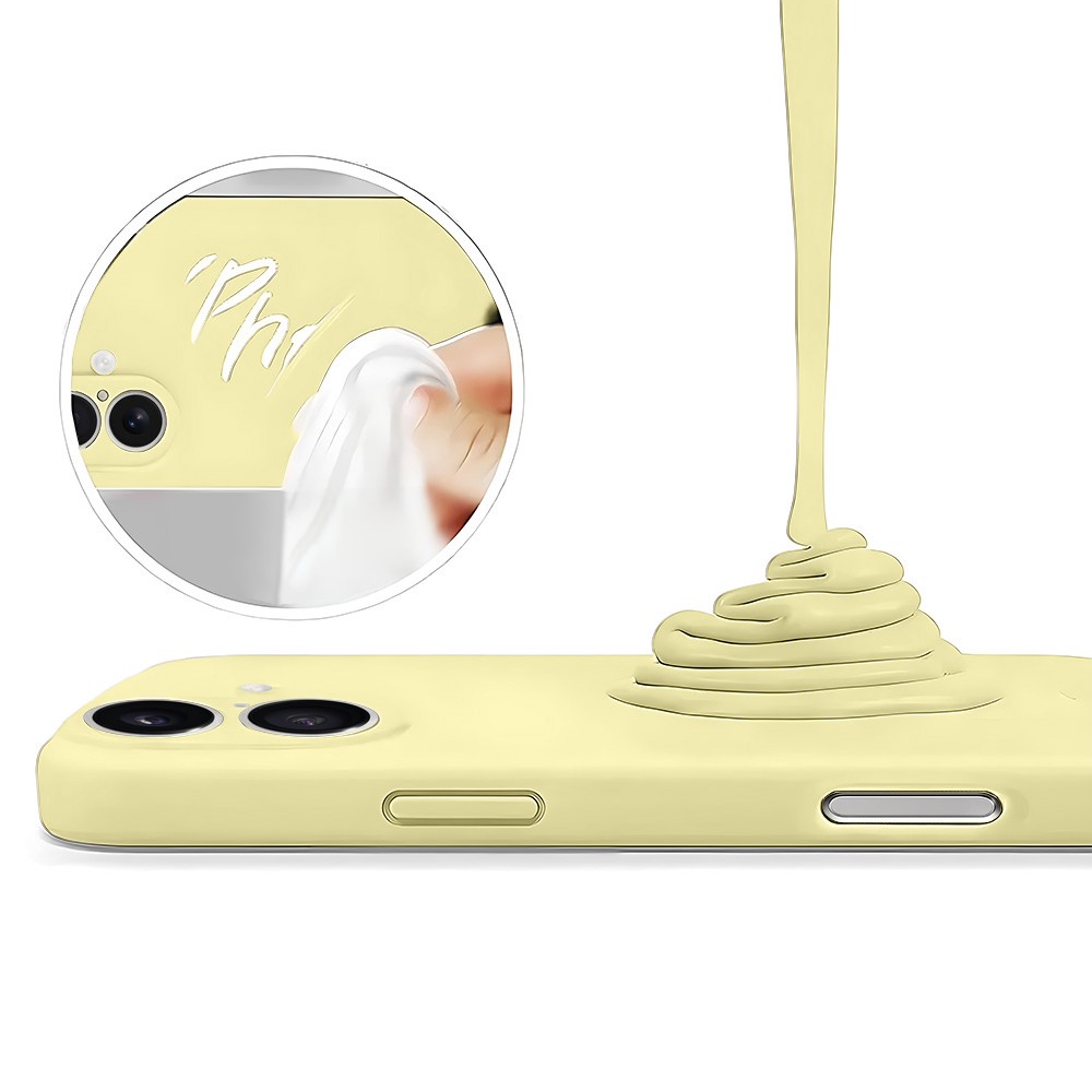 Etui do iPhone 16 silikonowe z mikrofibrą soft touch, jasny żółty (5)