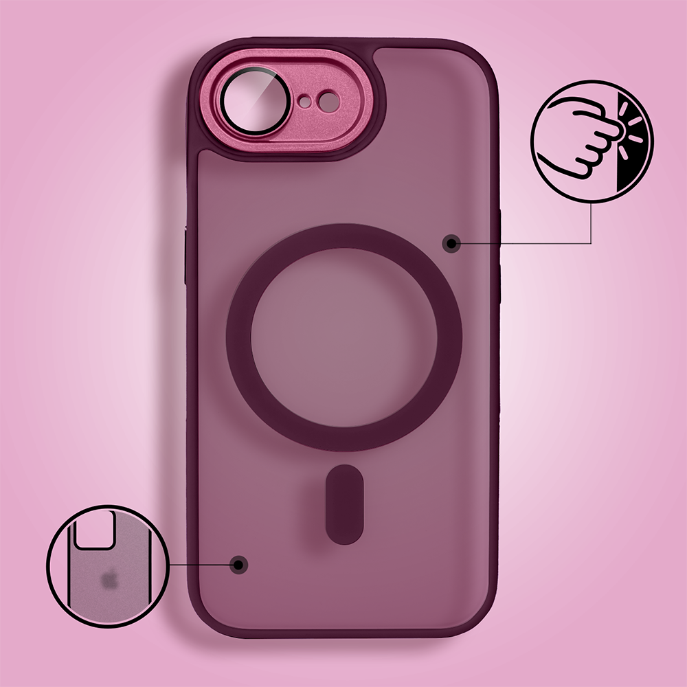 Etui do iPhone 16e Color Flush Frame z MagSafe, wiśniowe (7)