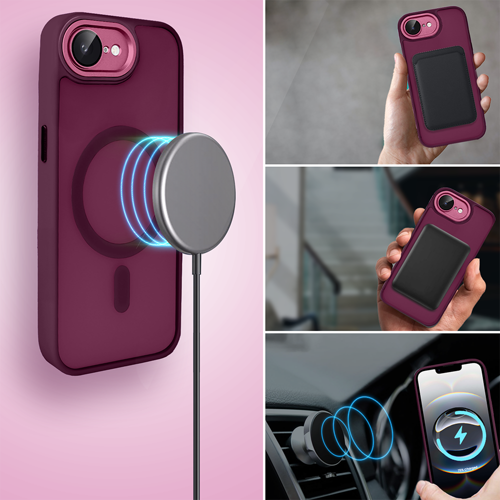 Etui do iPhone 16e Color Flush Frame z MagSafe, wiśniowe (8)