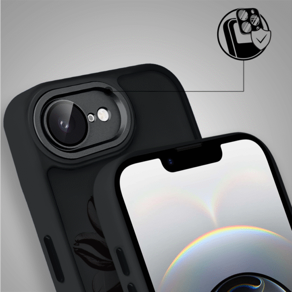 Etui do iPhone 16e Color Flush z Magsafe, z osłoną aparatu, czarny kwiat, czarne (1)