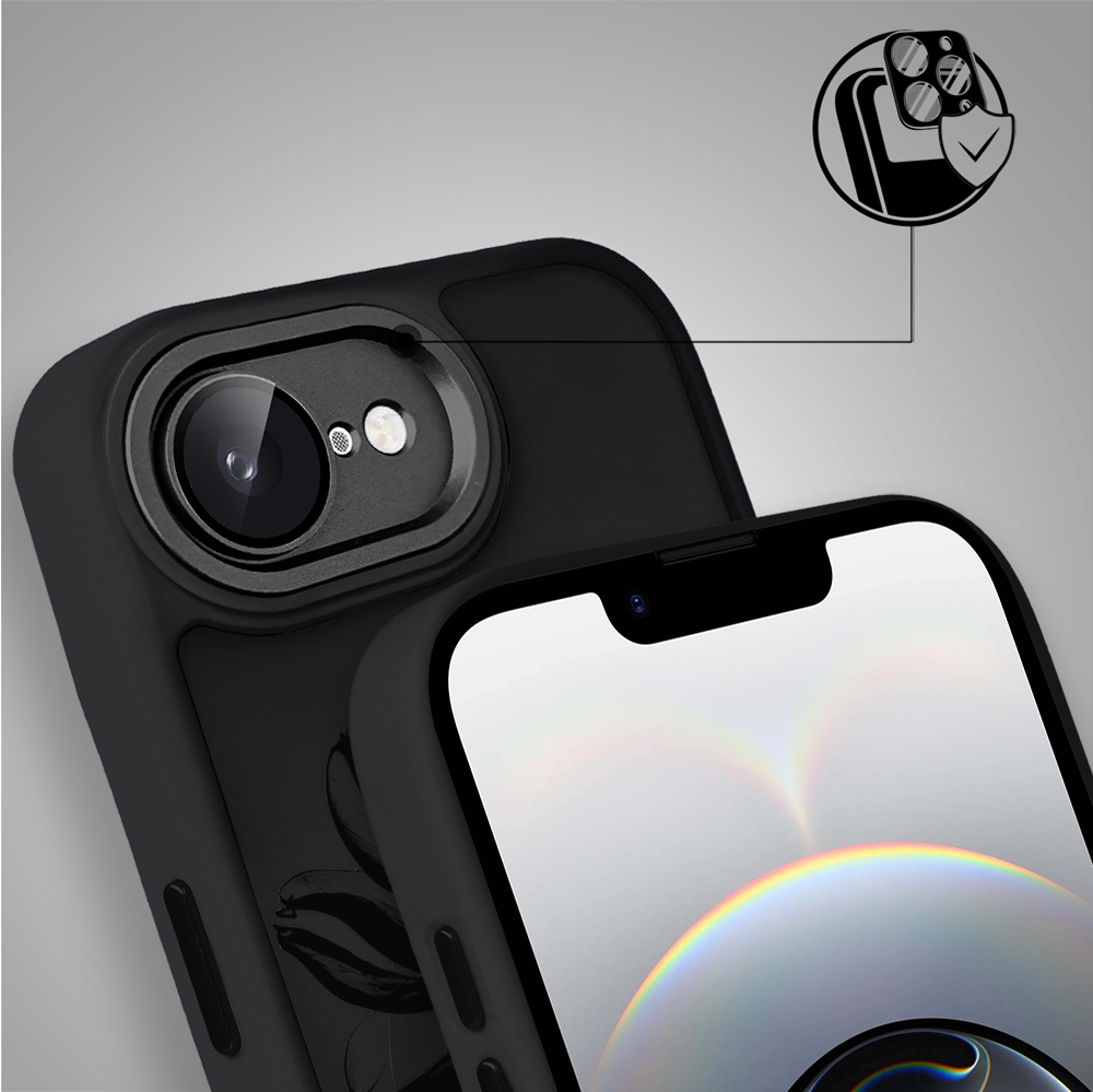Etui do iPhone 16e Color Flush z Magsafe, z osłoną aparatu, czarny kwiat, czarne (1)