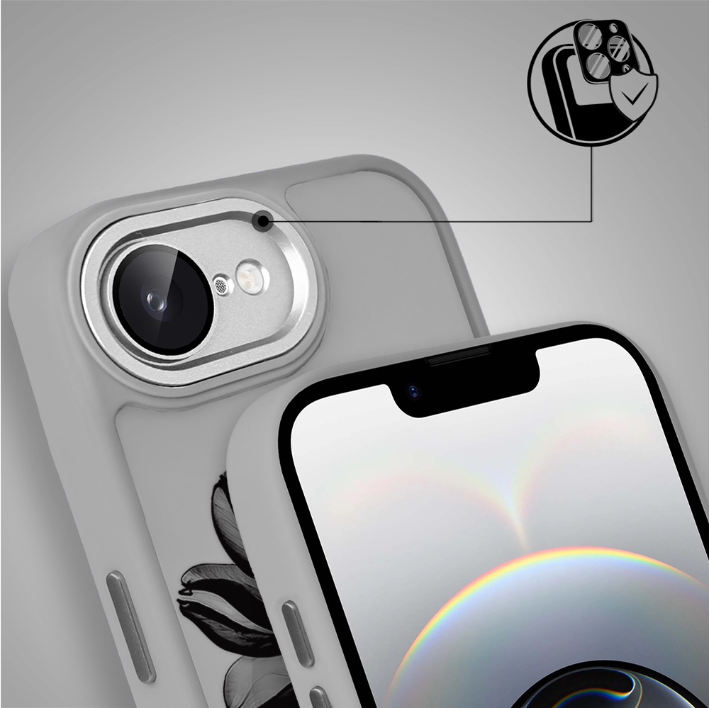 Etui do iPhone 16e Color Flush z Magsafe, z osłoną aparatu, czarny kwiat, tytanowe (1)