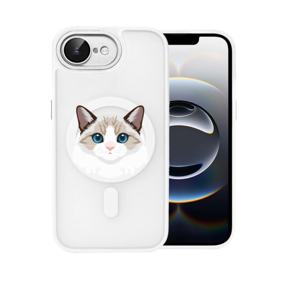 Etui do iPhone 16e Color Flush z Magsafe, z osłoną aparatu, kot birmański, białe (4)