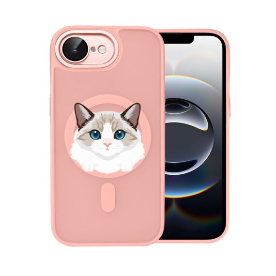 Etui do iPhone 16e Color Flush z Magsafe, z osłoną aparatu, kot birmański, różowe (4)