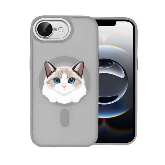 Etui do iPhone 16e Color Flush z Magsafe, z osłoną aparatu, kot birmański, tytanowe (3)
