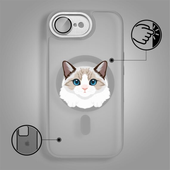Etui do iPhone 16e Color Flush z Magsafe, z osłoną aparatu, kot birmański, tytanowe (4)