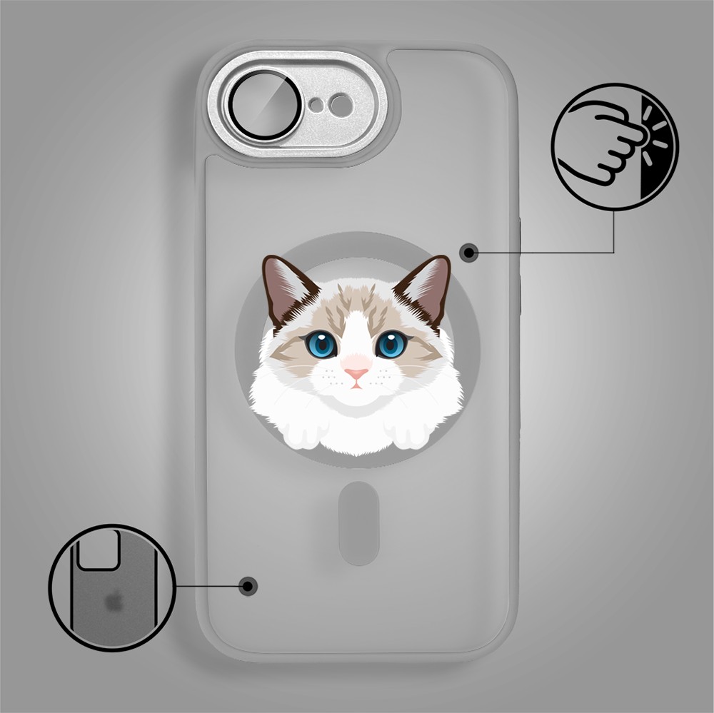 Etui do iPhone 16e Color Flush z Magsafe, z osłoną aparatu, kot birmański, tytanowe (4)