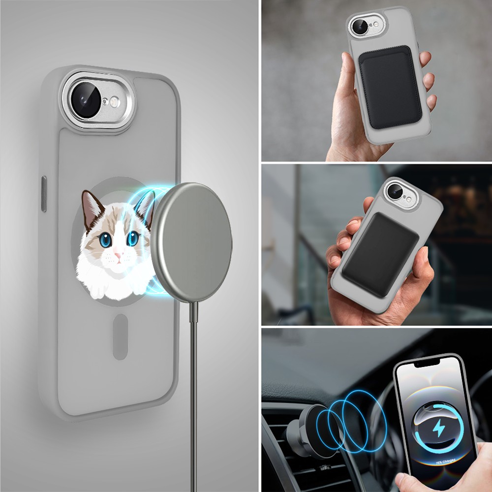 Etui do iPhone 16e Color Flush z Magsafe, z osłoną aparatu, kot birmański, tytanowe (5)