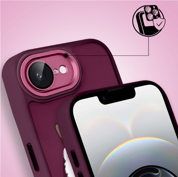 Etui do iPhone 16e Color Flush z Magsafe, z osłoną aparatu, kot birmański, wiśniowe (8)