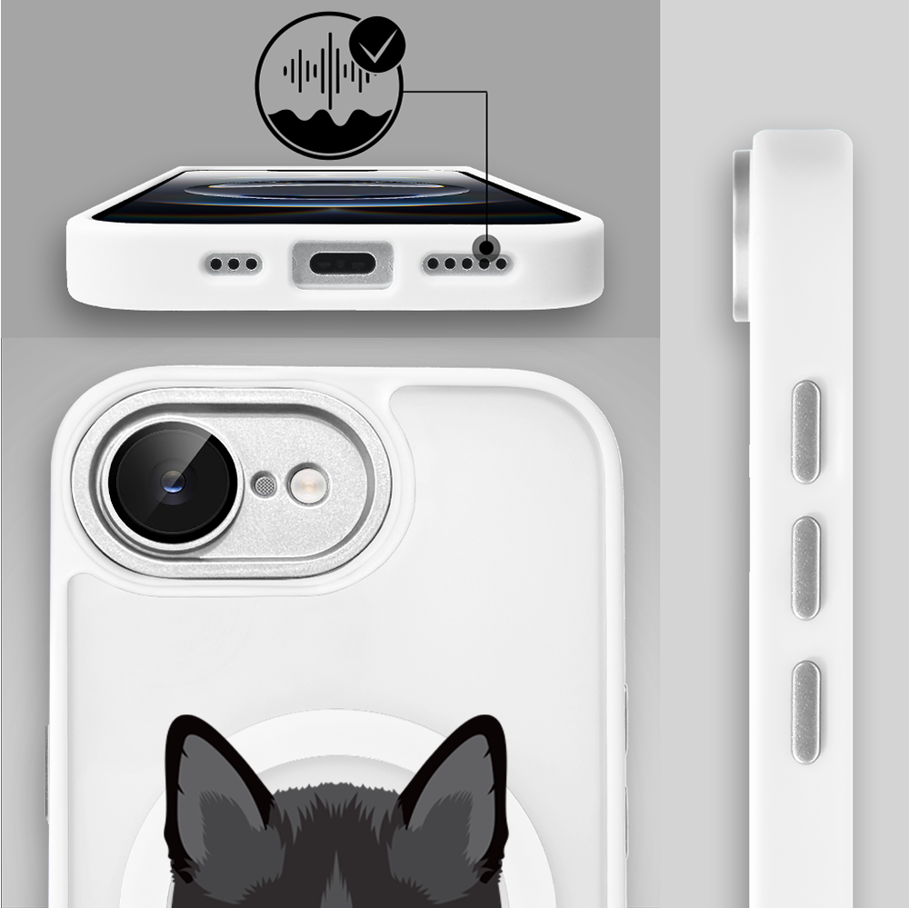 Etui do iPhone 16e Color Flush z Magsafe, z osłoną aparatu, kot bombajski, białe (1)