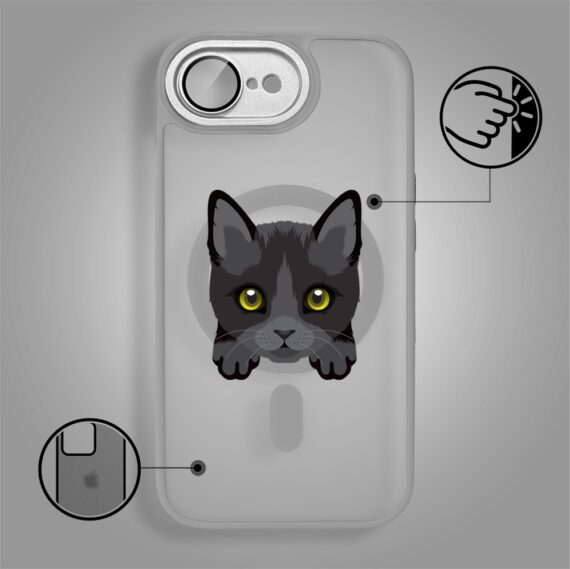 Etui do iPhone 16e Color Flush z Magsafe, z osłoną aparatu, kot bombajski, tytanowe (4)